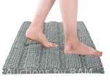 Subrtex Bathroom Rugs Chenille Plush Bath Mat Water Absorbent,16x24, Light Gray