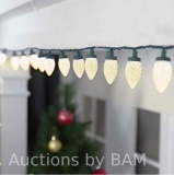 100-Count Warm White LED Diamond-Cut C9 Christmas Lights with Green Wire, 59.6 ft, Holiday Time