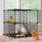 Dextrus Cat Cage 2 Tier Indoor Cat Enclosures Kitten Cage DIY Pet Playpen Metal Kennel for 1-2 Ca...