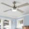 Dextrus 4-Blade Contemporary 52 Ceiling Fan with Light and Remote Control, Brushed Nickel Finish,