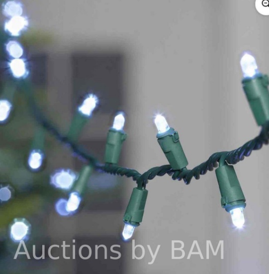 240-Count Cool White LED Dome Christmas Lights with Green Wire, 49.1, Holiday Time