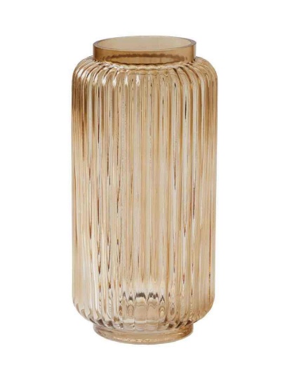 Better Homes & Gardens 10 inch Ribbed Glass Vase, Champagne
