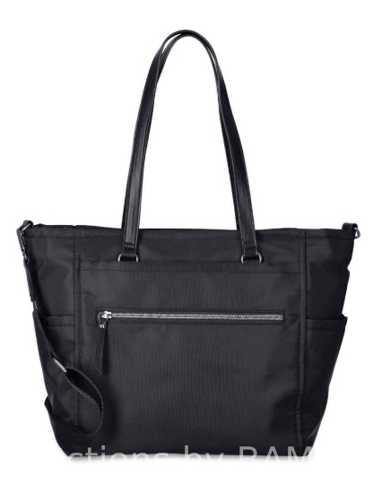 Time and Tru Womens Frankie Nylon Tote Bag, Black