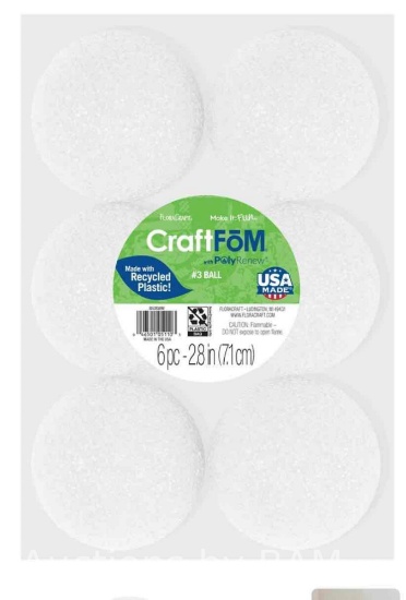 FloraCraft CraftFM 6 Piece Crafting Foam Ball 2.8 White