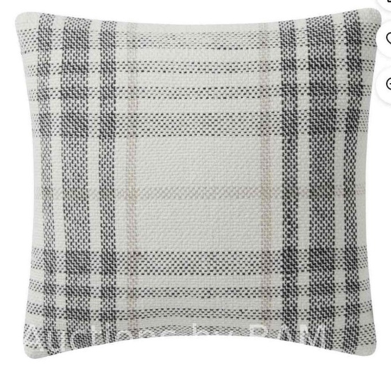 My Texas House 20" x 20" Aurelia Black Plaid Cotton Decorative Pillow Cover