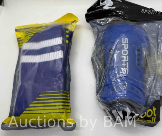 Blue Soccer Socks and Shin Pads Size Small Football for kids