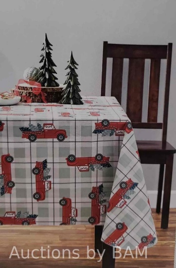 Holiday Time Christmas Tree Truck PEVA Tablecloth, Festive Xmas Dcor 60 x 102