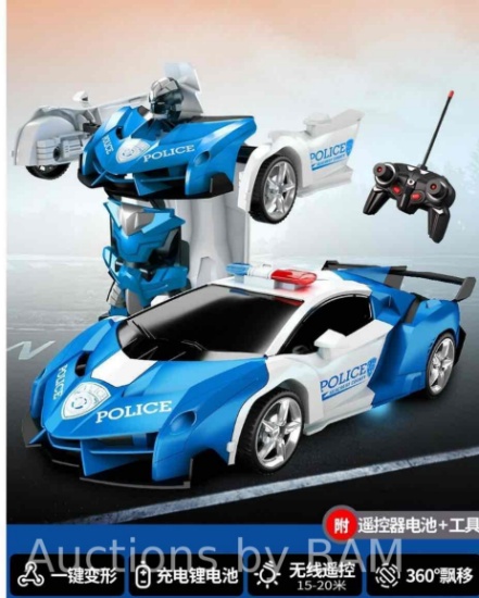 Scale police remote control car transform robot, One button deformation to robot with christmas