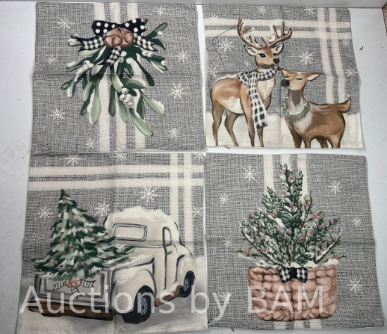 Smile Christmas Snowman Reindeer Gloves Eucalyptus Throw Pillow Covers Red, 16 x 16 Inch Winter H...