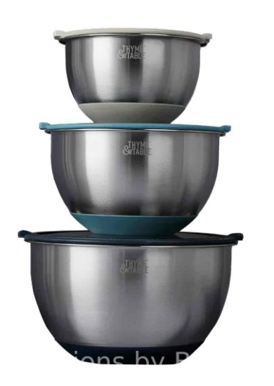 Thyme & Table 6-Piece Nesting Mixing Bowl Set with Easy Grip Transparent Lids