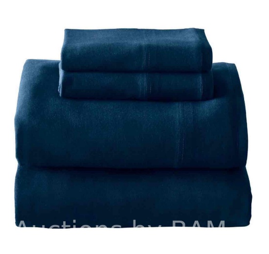 Better Homes & Gardens 4-Piece 300 Thread Count Blue Cove Cotton Sateen Bed Sheet Set, Queen