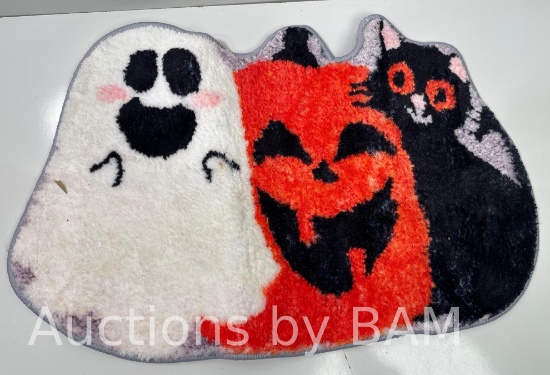 Fall Bath Mat Ghost Pumpkin Black Cat Mat Rug for Bathroom