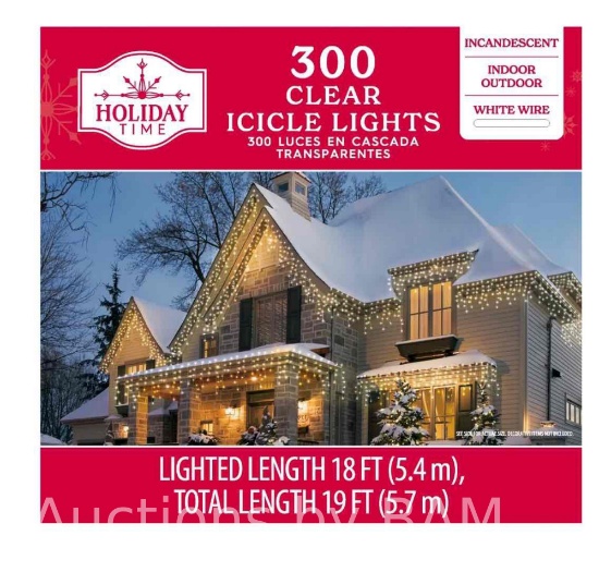 300-Count Multicolor Incandescent Icicle Christmas Lights with White Wire, 19, Holiday Time