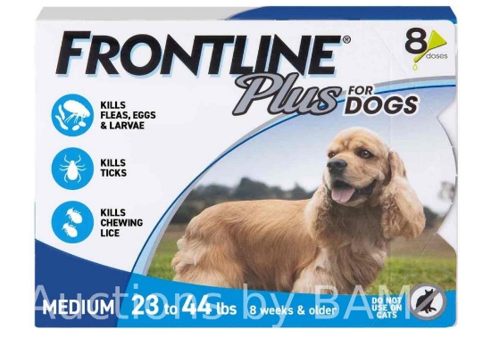 Frontline Plus for Dogs Flea and Tick Treatment Medium Breed Dog 23-44 lbs 8 Count (ONLY 6 COUNT)