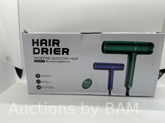 Hair Dryer Blue Light Negative Ion, White