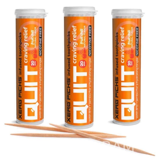 Xero Picks Quit - Fruit Chill - Nicotine Free Craving Relief Infused Flavored Toothpicks - 60 Picks