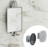 Better Homes & Gardens Adhesive or Suction Fogless Shower Mirror for Shaving and More, Satin Nickel