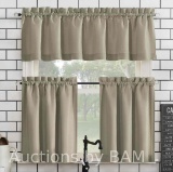 Mainstays Microfiber 3-Piece Solid Semi-Sheer Rod Pocket Kitchen Curtains, 54x36, Taupe