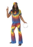 1960s Tie Dye Top Flared Trousers Adult Rainbow 60s Groovy Medium Male Multi Fancy Dress Party Book