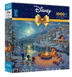 Ceaco 1000-Piece Thomas Kinkade Holiday Disney Mickey & Minnie Christmas Lodge Interlocking Jigsaw