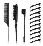Rumbeast 13Pcs Black Hair Styling Combs Set, Include Bristle Hair Brush, Edge Hair Brush, Sturdy