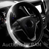 New Diamond Leather Steering Wheel Cover with Bling Bling Crystal Rhinestones, Universal Fit 15 I...
