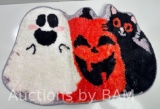 Fall Bath Mat Ghost Pumpkin Black Cat Mat Rug for Bathroom