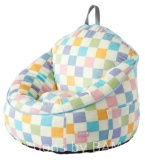 Room Revival Compressed Foam Bean Bag Chair for Kids, Rainbow Checkerboard