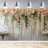 Elegant White Rose Floral Wedding Backdrop - Versatile Polyester Photography Background for Brida...