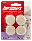 Super Sliders. 1-1/4 inch wide Round Self Stick Furniture Sliders. Beige, 4 Pack