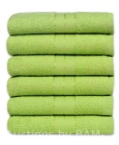 CASALINO 6 Pc Hand Towels, 100% Cotton Ultra Soft, Towels for Gym, Shower, Hotel, Lime Green