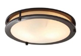 Better Homes & Gardens Classic 12 Bronze Living Room Flush Mount Ceiling Light, Frosted Glass No