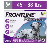 Frontline Plus for Dogs Flea and Tick Treatment Large Dog 45-88 lbs Purple Box 8 Count