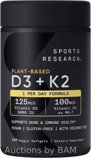 Sports Research D3 + K2, 160 Veggie Softgels
