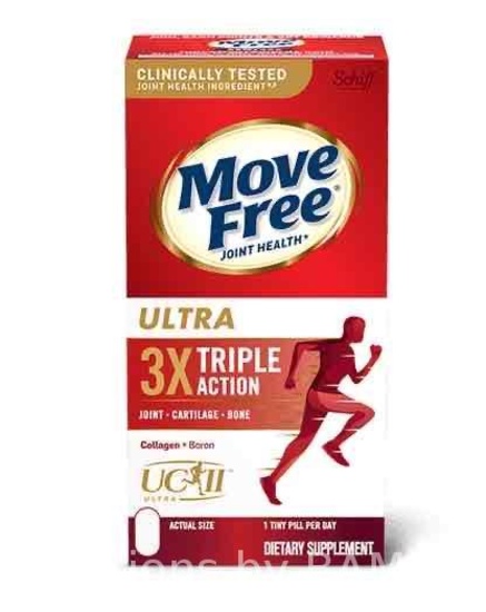 Move Free Ultra Triple Action Joint Support Supplement - Type II Collagen Boron & Hyaluronic Acid -