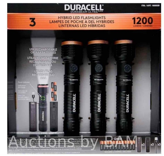 Duracell Durabeam Ultra LED Flashlight Set 380 Lumens 3pk Batteries
