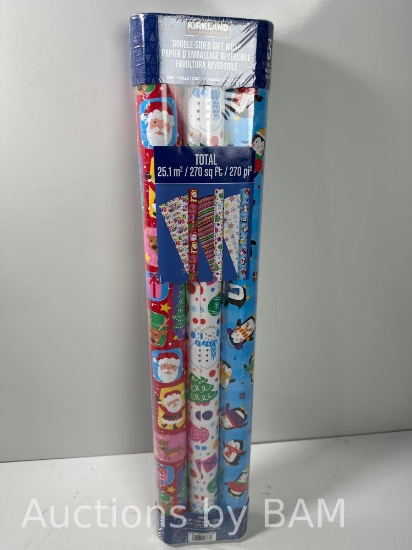 Kirkland Signature Double-Sided Gift Wrap 3 Rolls 270 sq ft