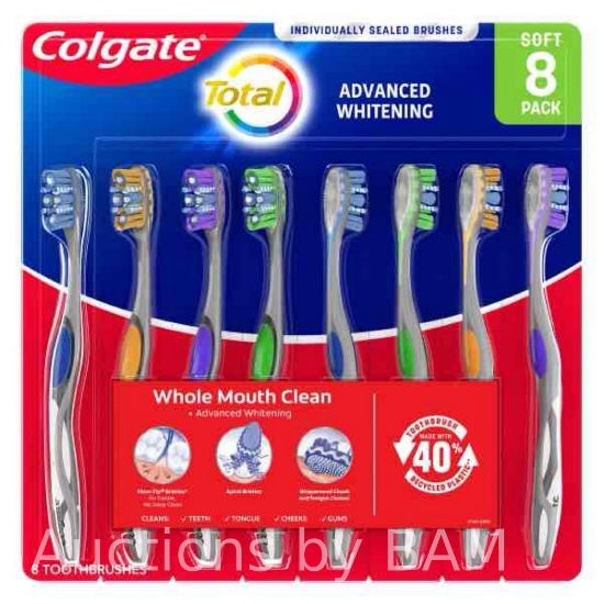 Colgate Total Advanced Whitening Toothbrush, 8-pack