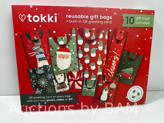 REUSABLE GIFT BAGS 10 PC Tokki Reusable Gift Bags 10 pcs + Built-in QR Code Greeting Card