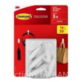 Command Hooks Indoor Use Organize Damage-Free White 16 Hook 20 Strips Designer, Holds 3lb