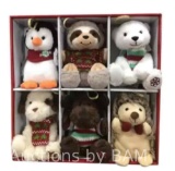 4.5? Plush Bear & Animal Ornaments, Set of 6