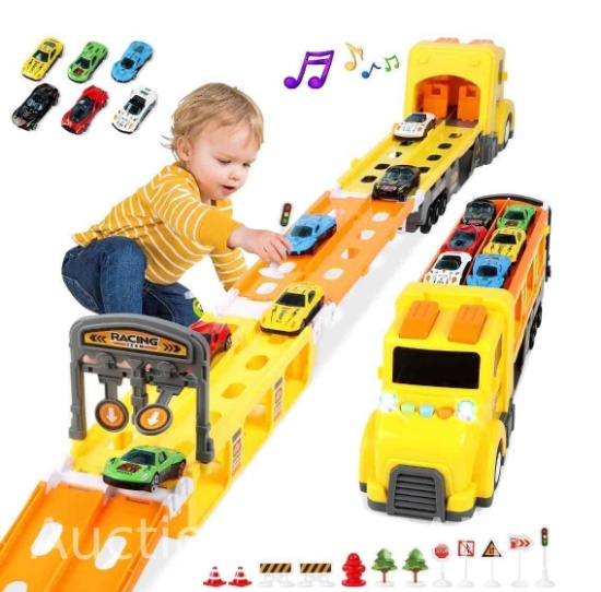 7 in 1 Carrier Truck Toy Cars for Toddlers 1-3 with Light and Sound, Christmas Birthday Gifts,