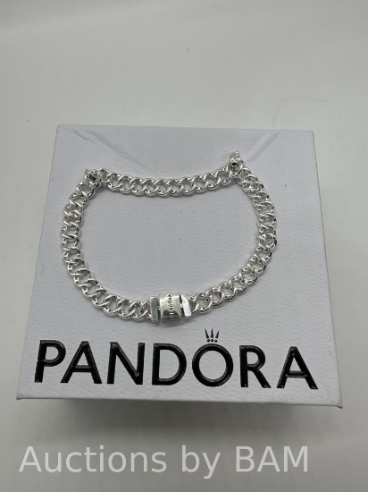 Cuban chain sterling silver bracelet with clear cubic zirconia, with Gift Box