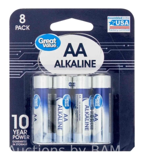 Great Value Alkaline AA Batteries, 8 Count
