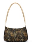 ALAZA Abstract Gold Roses Flower on Black Background Shoulder Bag Purse for Women Tote Handbag