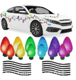 42 Pieces Christmas Car Magnets Set Include 24 Pcs Reflective Lights Bulb Car Magnet Automotive