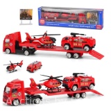 Construction Truck Toys for 1 2 3 4 5 6 Year Old Boys,5-in-1 Friction Power Toy Vehicle in Carrier