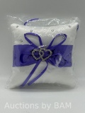 Bridal Wedding Ceremony Ring Bearer Pillow Cushion Crystal Double Colour Heart