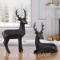 Holiday Time Set of 2 Modern Christmas Black Matte Deer Decor