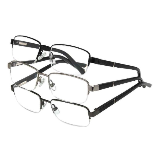 Design Optics by Foster Grant Lyden Semi-Rimless Rectangular Reading Glasses +2.00, 3-pack